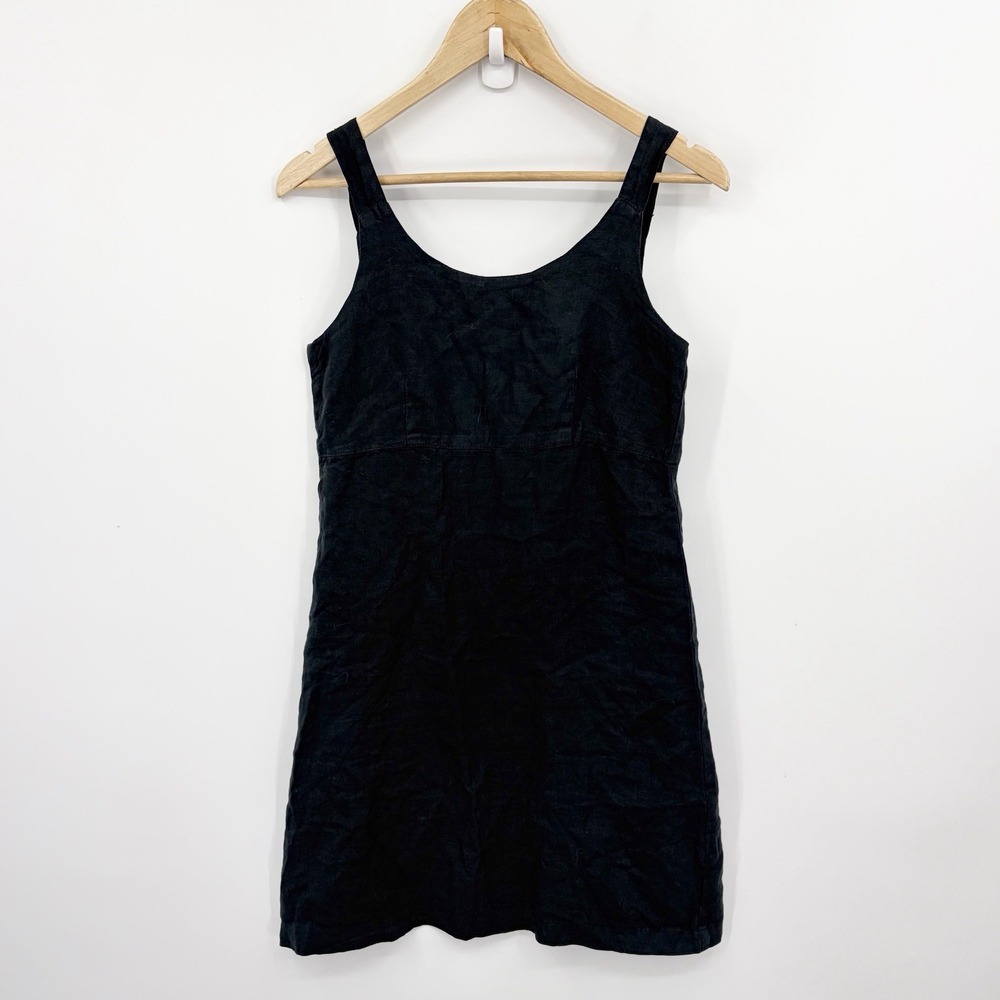 Fresh Produce Linen Dress Womens Small 90s Minimalist Dark Cottage Coastal Beach